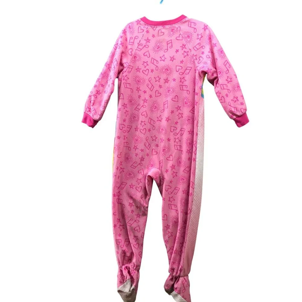 Trolls Girls 5T Fleece Pajamas Jumpsuit Pink Long Sleeve One Piece‎ Zip